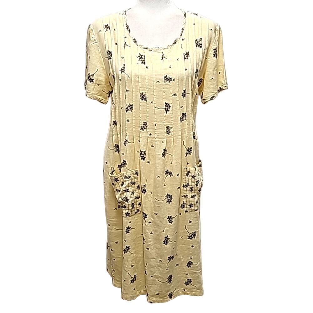 Sweet Jessie Vintage Womans Two Pattern Short Sleeve Linen Blend Dress Size MP